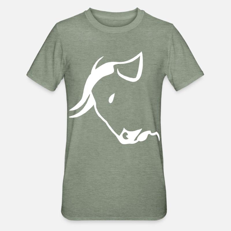 Tête de taureau blanche - T-shirt polycoton Unisexe - vert kaki chiné