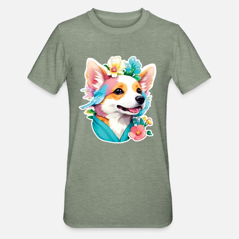 Corgi - T-shirt polycoton Unisexe - vert kaki chiné