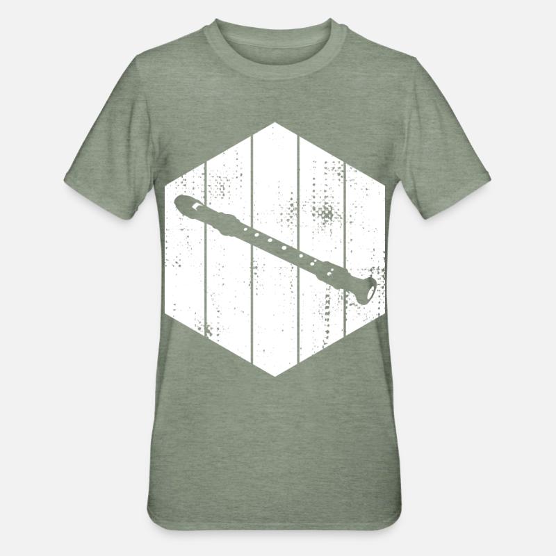 Dessin de flûte - T-shirt polycoton Unisexe - vert kaki chiné