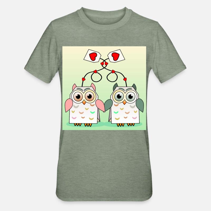 Eulen Tee - Unisex Polycotton T-Shirt - Militärgrün meliert