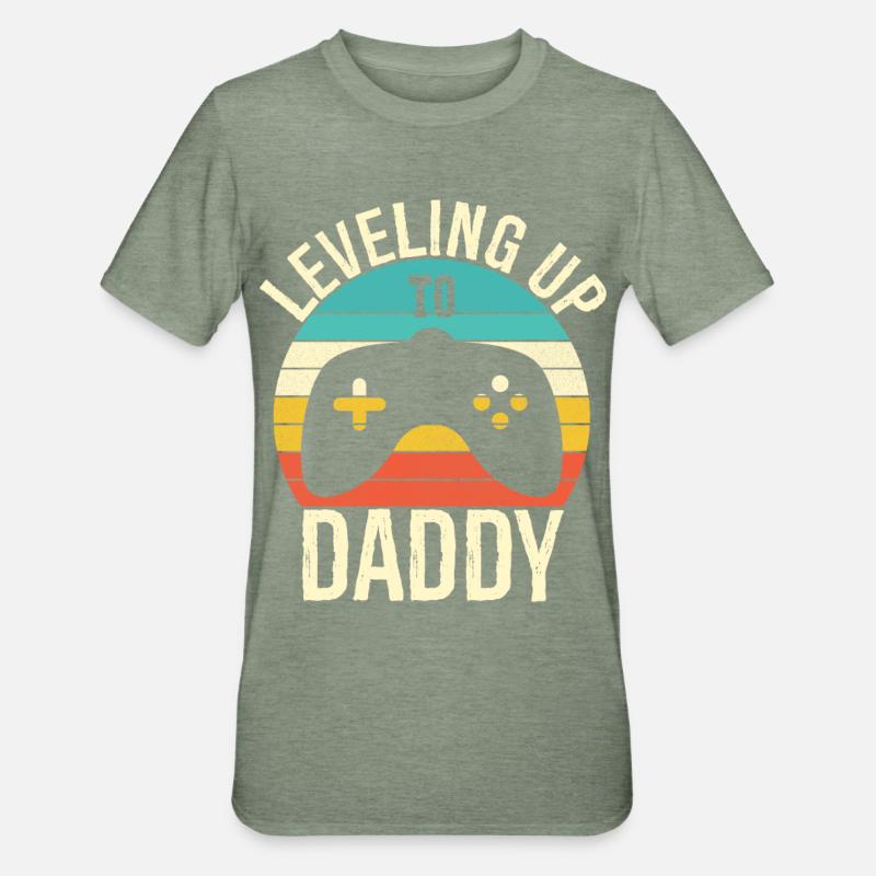 Leveling up to daddy - T-shirt polycoton Unisexe - vert kaki chiné