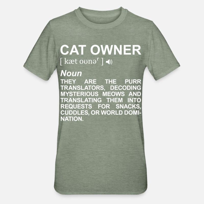 Terme du propriétaire du chat - T-shirt polycoton Unisexe - vert kaki chiné