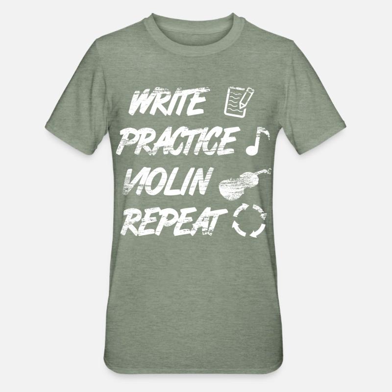 Practice writing, repeat violin - Unisex Polycotton T-Shirt - heather military green