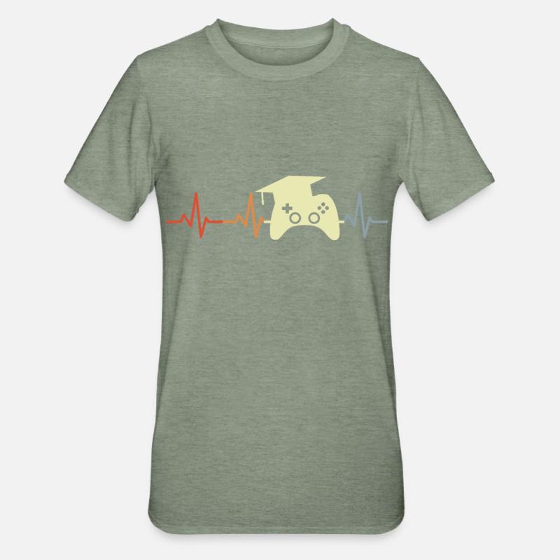 Programmeur de jeux Heartbeat - T-shirt polycoton Unisexe - vert kaki chiné