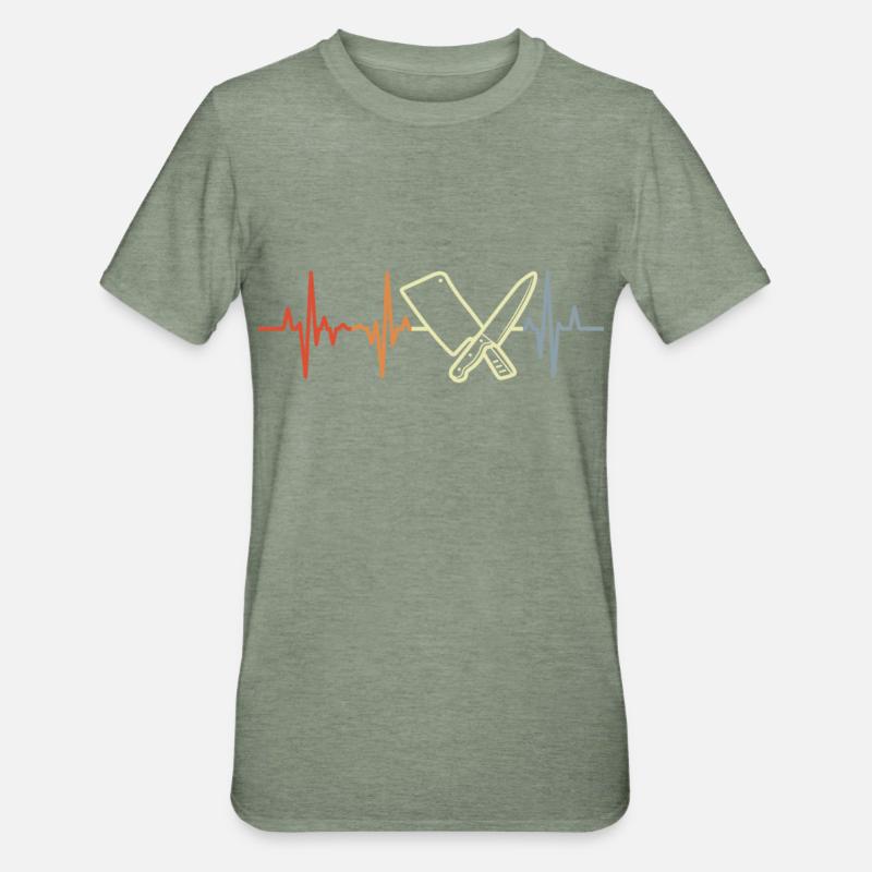 Couperet de boucher Pulse Beat - T-shirt polycoton Unisexe - vert kaki chiné