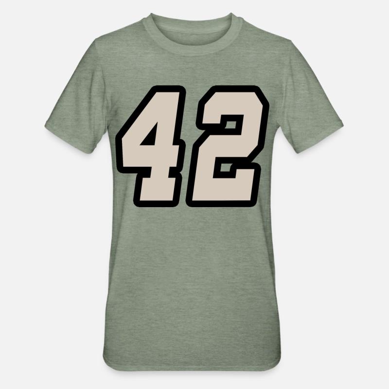 Nummer zweiundvierzig 42 - Unisex Polycotton T-Shirt - Militärgrün meliert