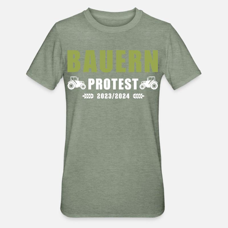 Bauernproteste 2023-2024 - Unisex Polycotton T-Shirt - Militärgrün meliert
