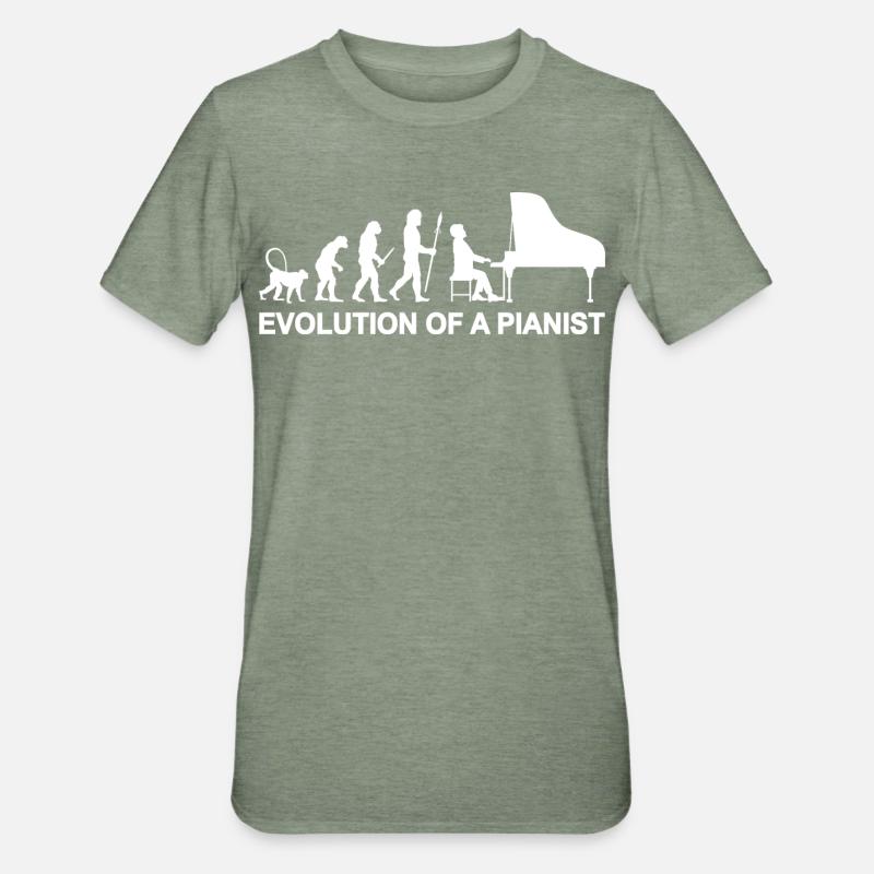 Evolution of a Pianist - Unisex Polycotton T-Shirt - heather military green