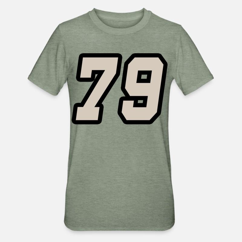 Nummer neunundsiebzig 79 - Unisex Polycotton T-Shirt - Militärgrün meliert