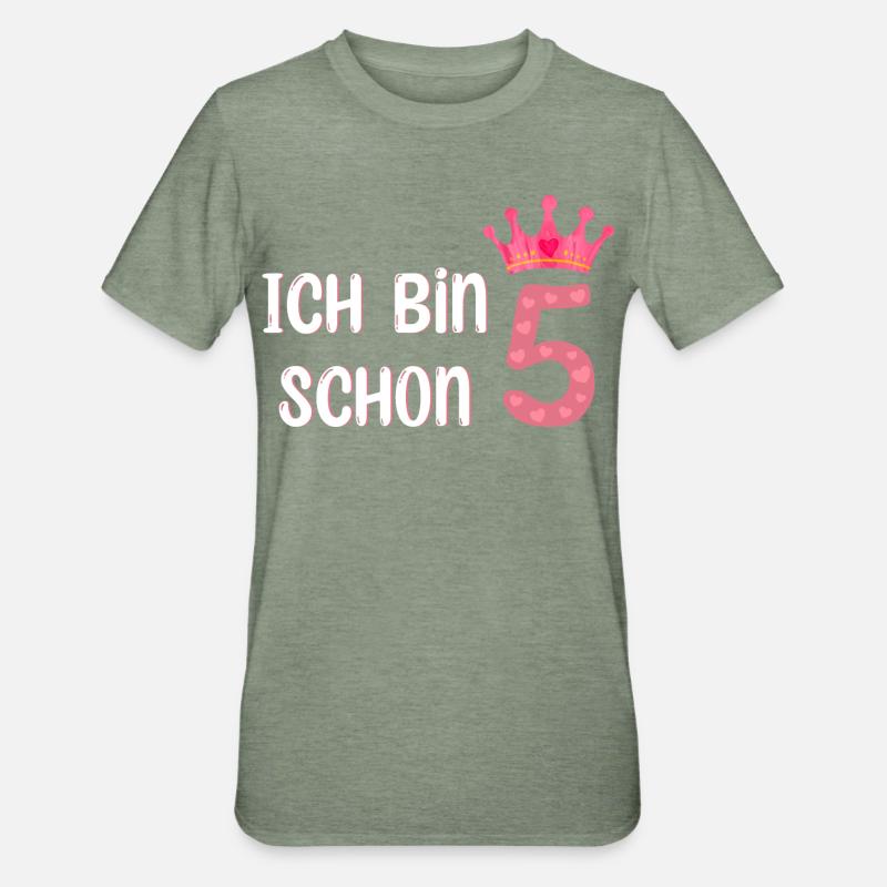 ich bin schon 5 - Unisex Polycotton T-Shirt - Militärgrün meliert