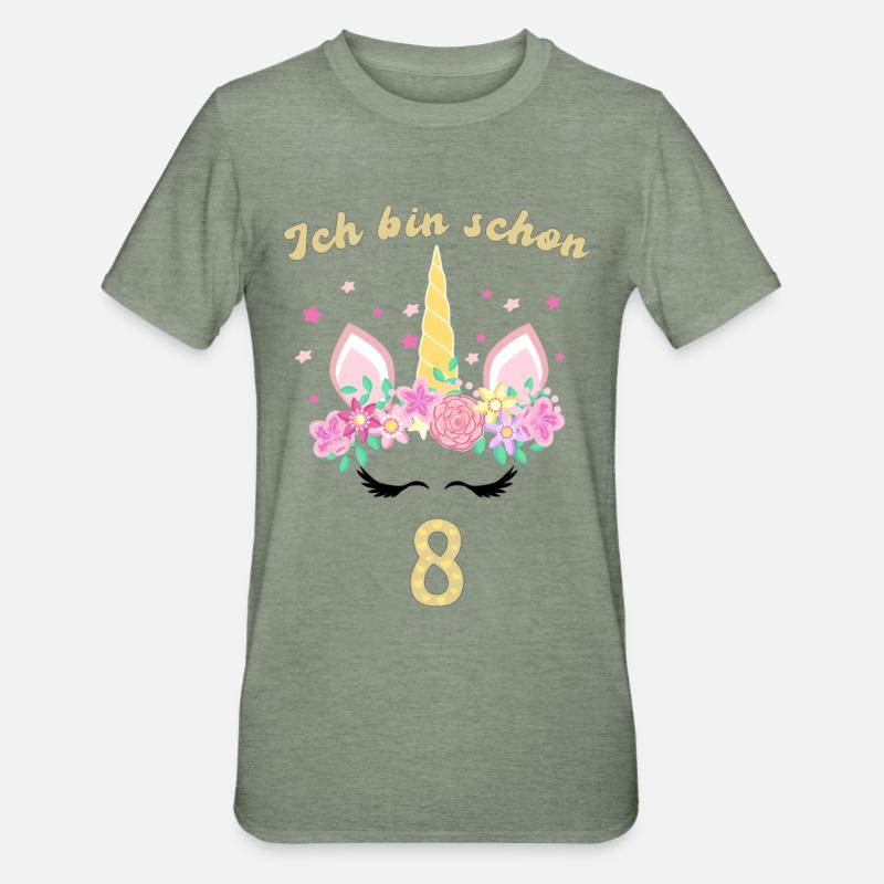 Ich bin schon 8 - Unisex Polycotton T-Shirt - Militärgrün meliert
