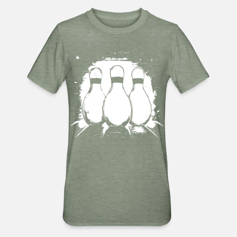 Dessin de bowling - T-shirt polycoton Unisexe - vert kaki chiné
