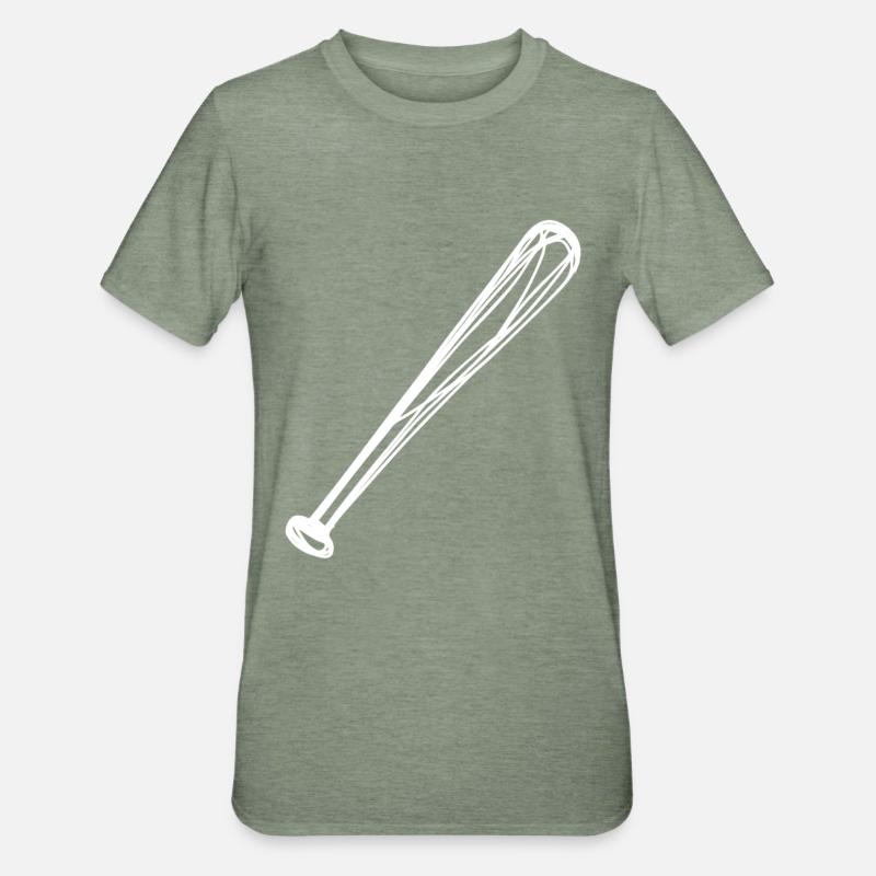 Dessin de batte de baseball - T-shirt polycoton Unisexe - vert kaki chiné