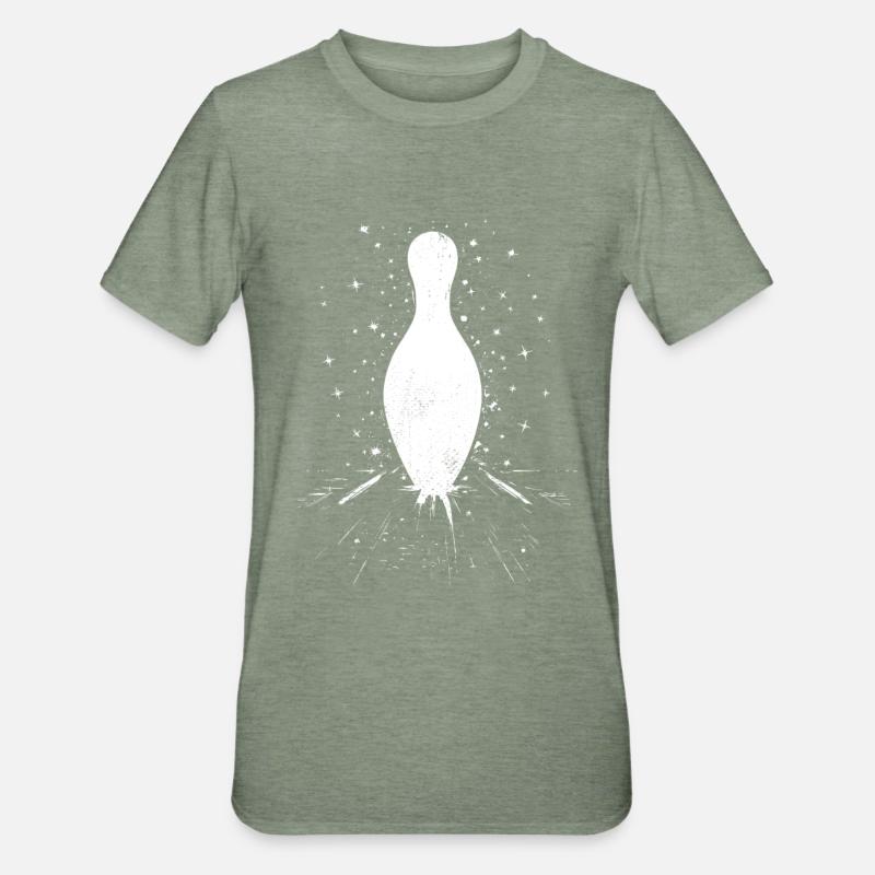 Dessin de quilles de bowling - T-shirt polycoton Unisexe - vert kaki chiné