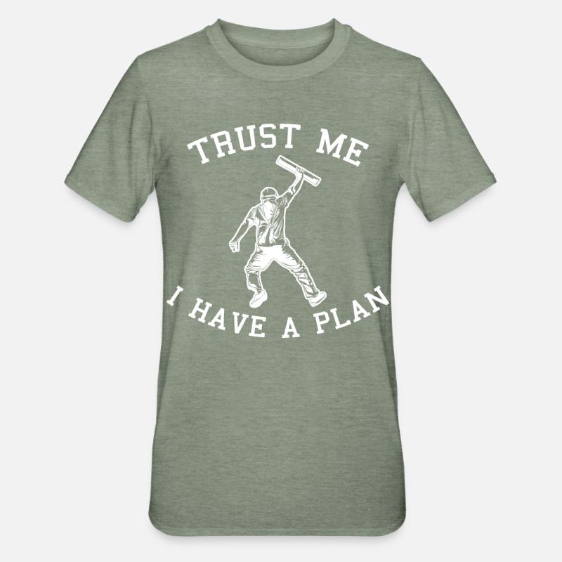 Croyez-moi, j’ai un plan - T-shirt polycoton Unisexe - vert kaki chiné