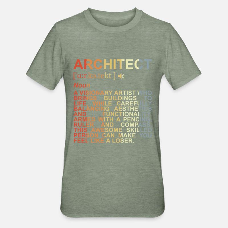 Architecte Explication des termes - T-shirt polycoton Unisexe - vert kaki chiné