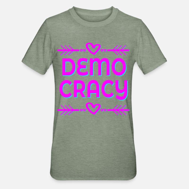 DEMOCRAZIA, LIBERTÀ, INCLUSIONE - Maglietta unisex, mix cotone e poliestere - verde militare melange