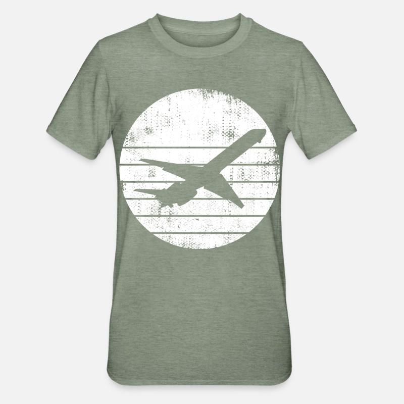 Dessin d’avion - T-shirt polycoton Unisexe - vert kaki chiné
