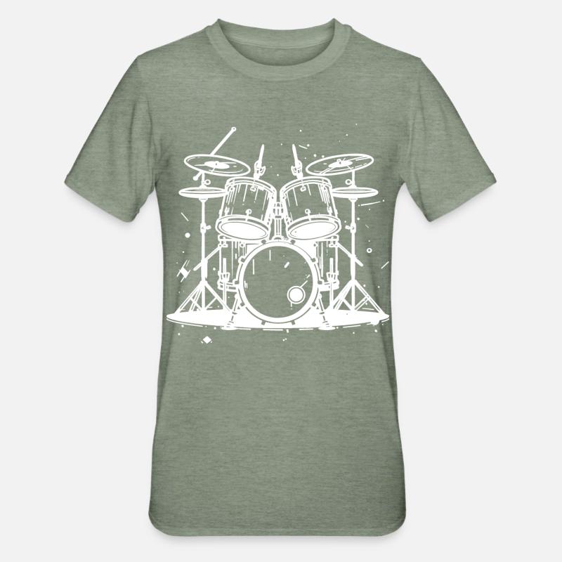 Drum Graphics - Unisex Polycotton T-Shirt - heather military green