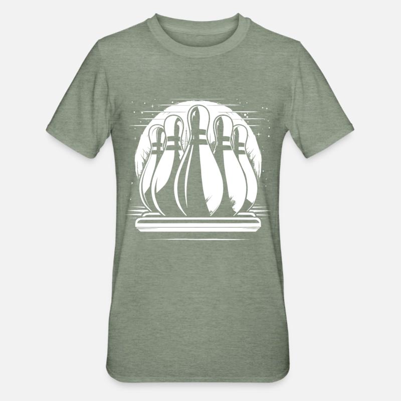 Dessin de quilles de bowling - T-shirt polycoton Unisexe - vert kaki chiné