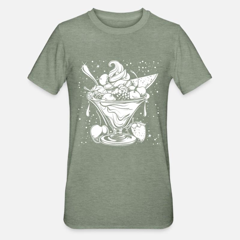 Dessin de coupe glacée - T-shirt polycoton Unisexe - vert kaki chiné