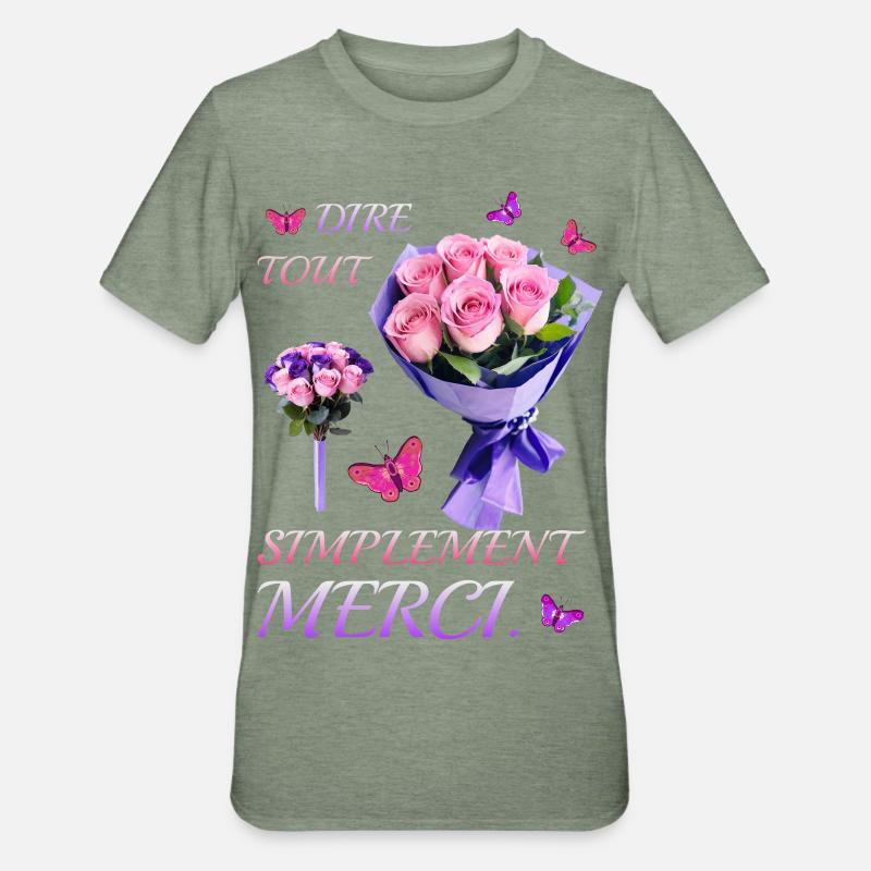 Dites simplement merci. - T-shirt polycoton Unisexe - vert kaki chiné
