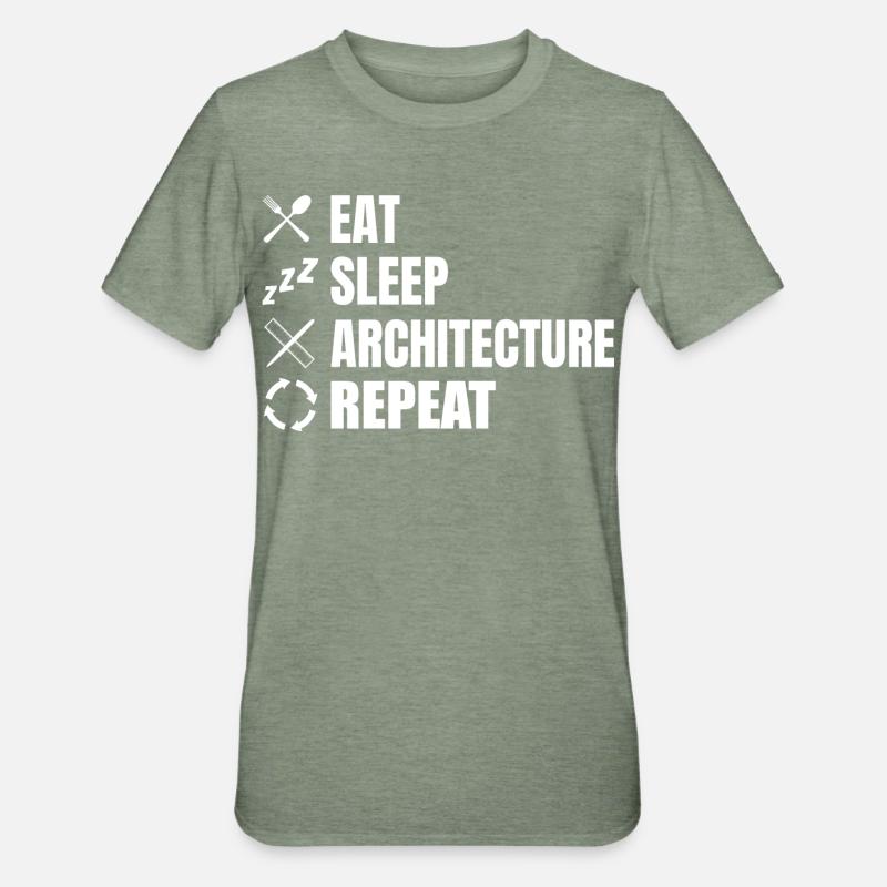 Eat Sleep Architecture Repeat - Unisex Polycotton T-Shirt - heather military green