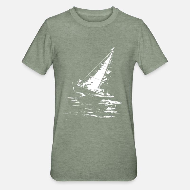 Sailing Graphics - Unisex Polycotton T-Shirt - heather military green
