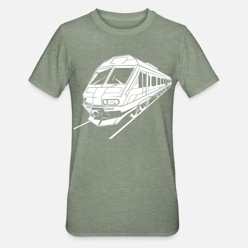 Dessin de train - T-shirt polycoton Unisexe - vert kaki chiné