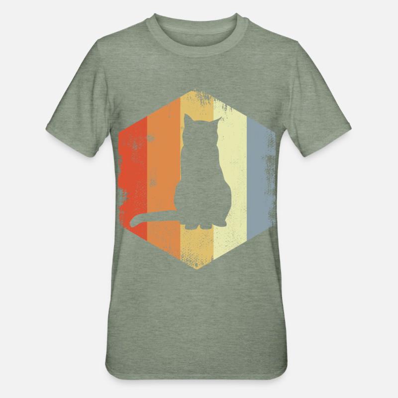 Retro Cat - Unisex Polycotton T-Shirt - heather military green