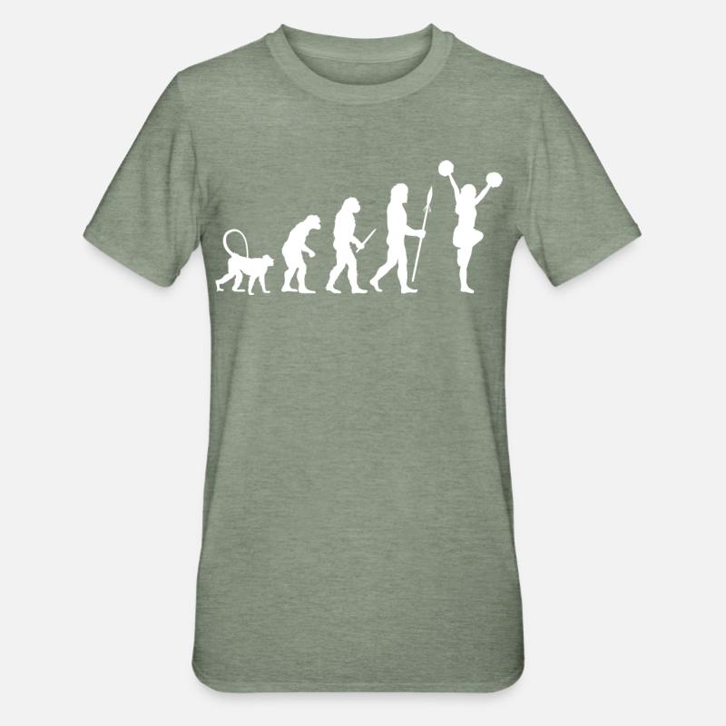 Évolution de la pom-pom girl - T-shirt polycoton Unisexe - vert kaki chiné