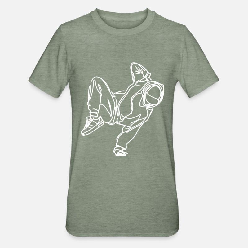 Breakdancer Drawing - Unisex Polycotton T-Shirt - heather military green