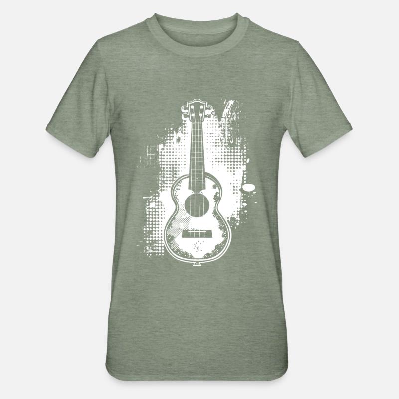 Ukulele Sketch - Unisex Polycotton T-Shirt - heather military green