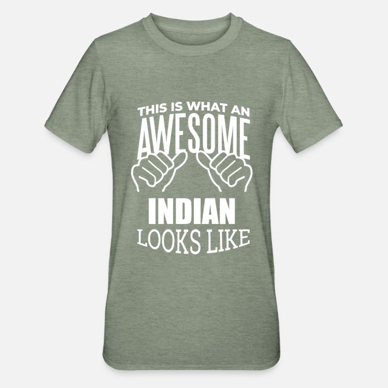 Inde - T-shirt polycoton Unisexe - vert kaki chiné