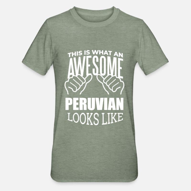 Pérou - T-shirt polycoton Unisexe - vert kaki chiné