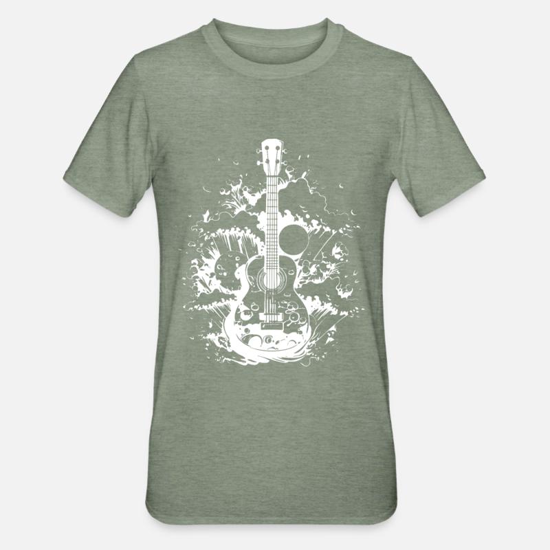 Dessin de ukulélé - T-shirt polycoton Unisexe - vert kaki chiné