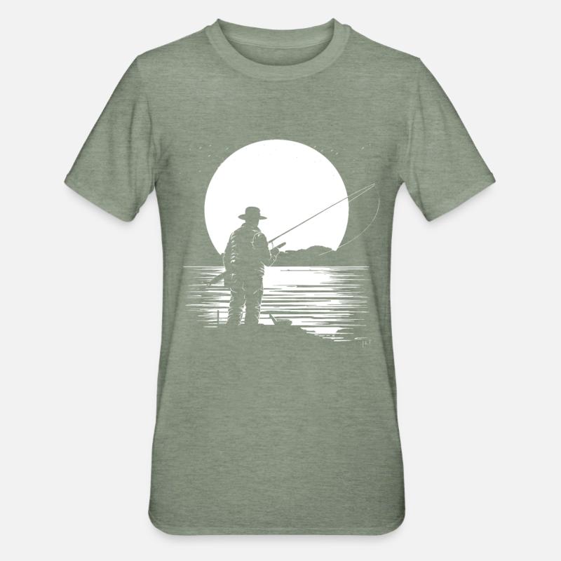 Graphiques de pêche - T-shirt polycoton Unisexe - vert kaki chiné