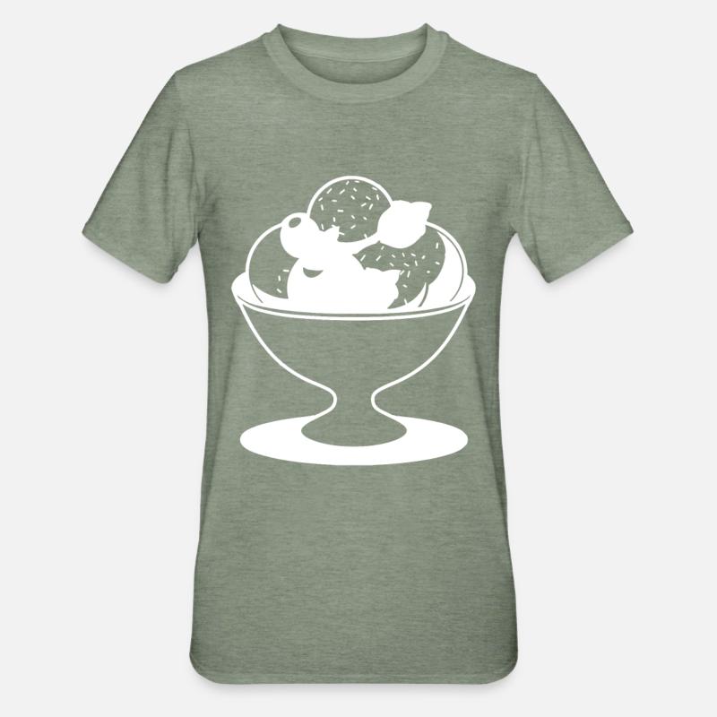 Dessin de coupe glacée - T-shirt polycoton Unisexe - vert kaki chiné