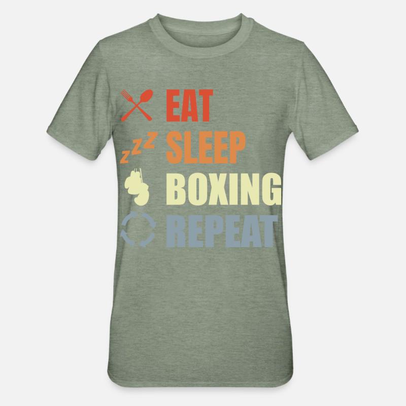 Manger dormir Boxe Répéter - T-shirt polycoton Unisexe - vert kaki chiné