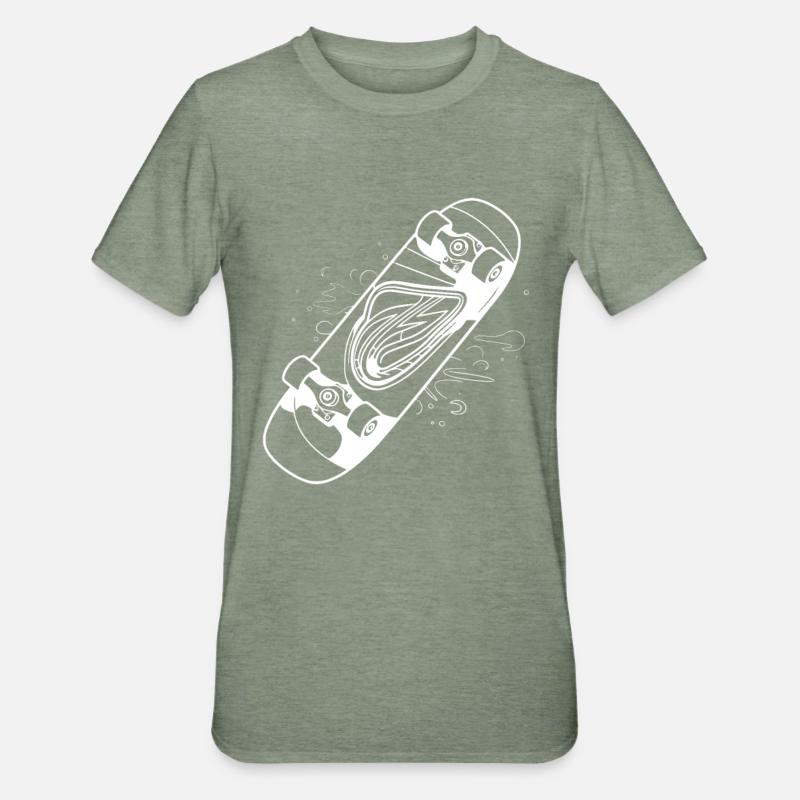 Dessin de planche à roulettes - T-shirt polycoton Unisexe - vert kaki chiné