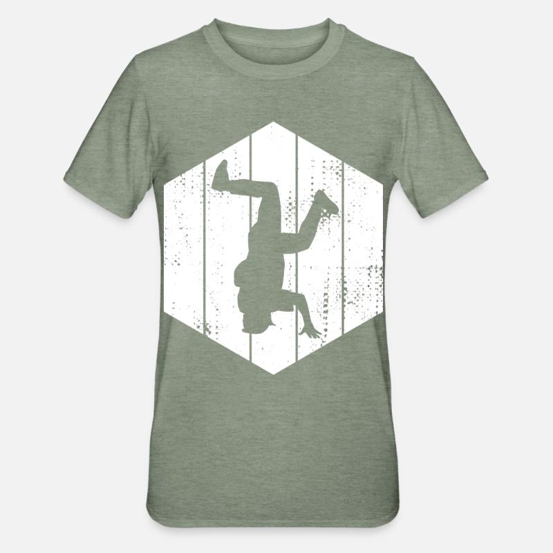 Dessin de breakdancer - T-shirt polycoton Unisexe - vert kaki chiné