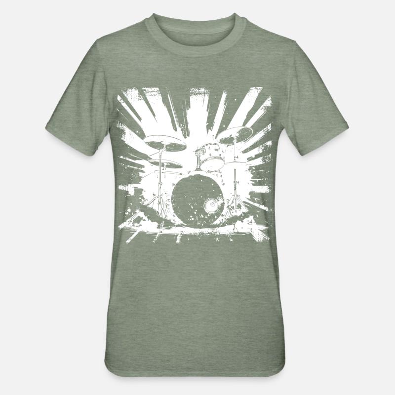 Graphiques de batterie - T-shirt polycoton Unisexe - vert kaki chiné