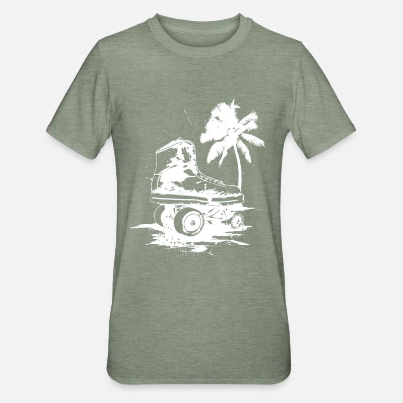 Roller Skating Drawing - Unisex Polycotton T-Shirt - heather military green