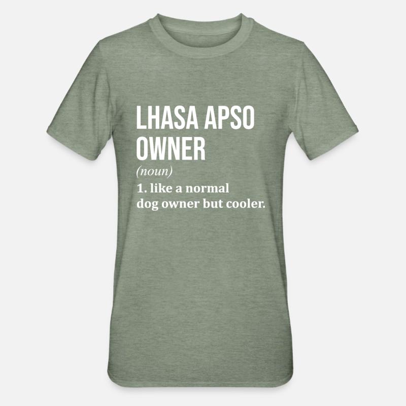 Lhassa Apso - T-shirt polycoton Unisexe - vert kaki chiné