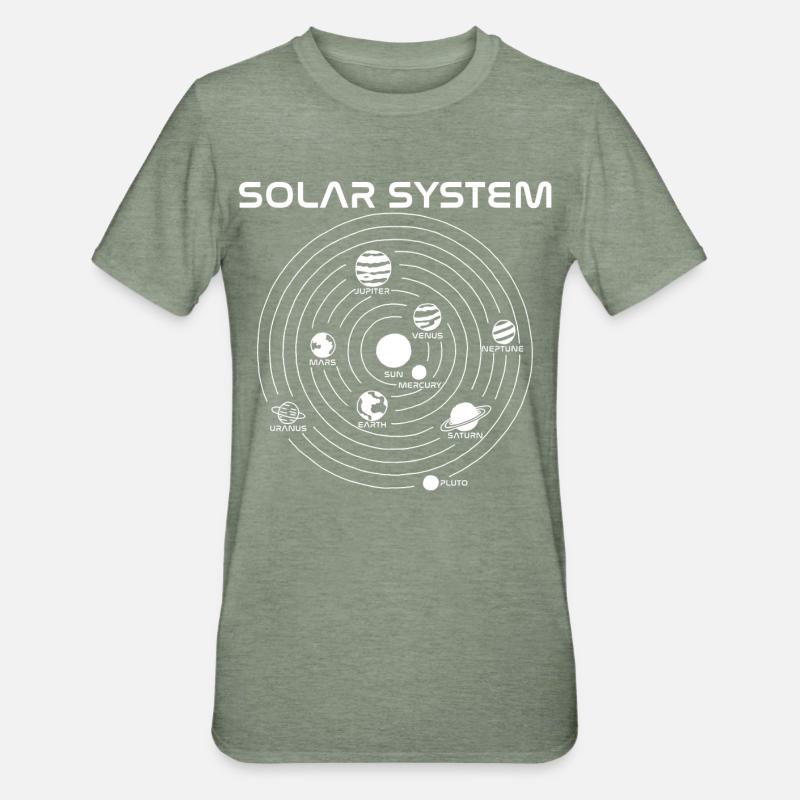 Carte du système solaire (blanc) - T-shirt polycoton Unisexe - vert kaki chiné
