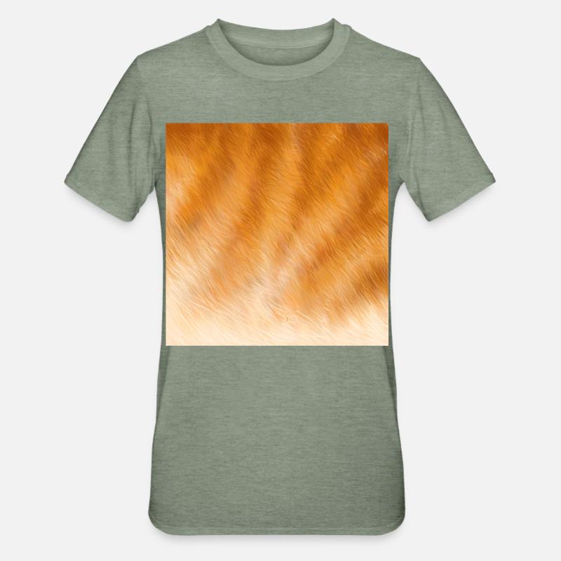 Fourrure de chat rouge - T-shirt polycoton Unisexe - vert kaki chiné
