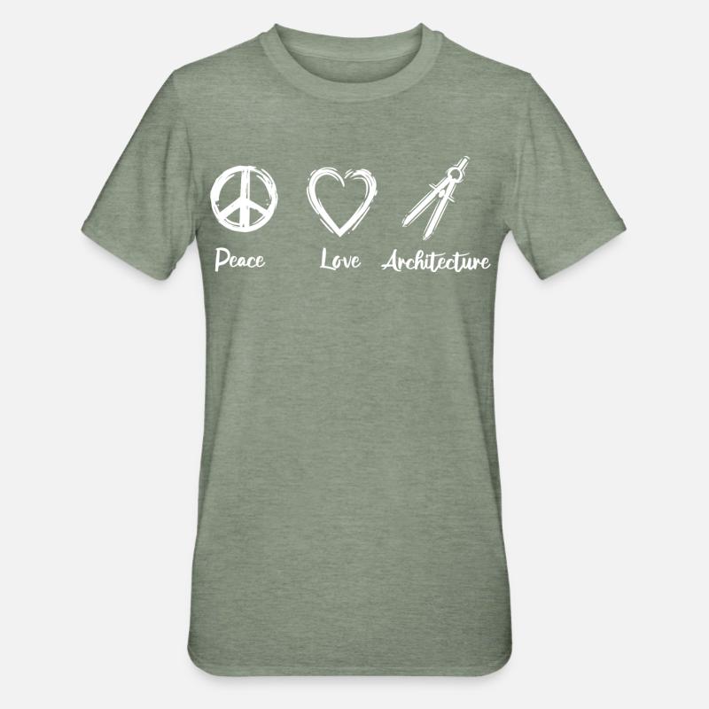 J’adore l’architecture - T-shirt polycoton Unisexe - vert kaki chiné