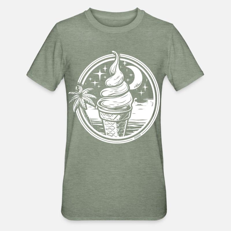 Dessin de crème glacée - T-shirt polycoton Unisexe - vert kaki chiné