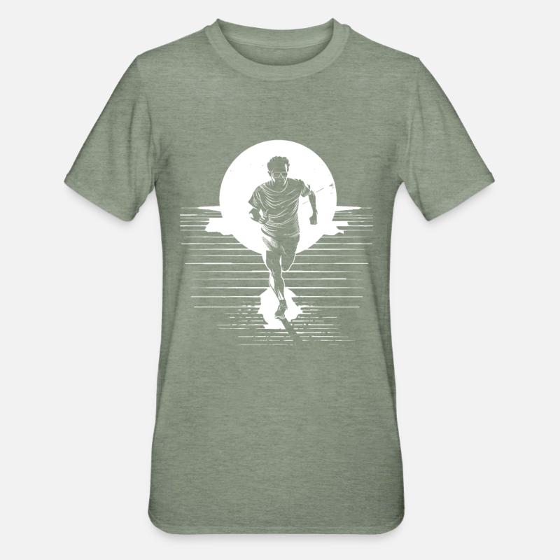 Dessin de garçon marathon - T-shirt polycoton Unisexe - vert kaki chiné