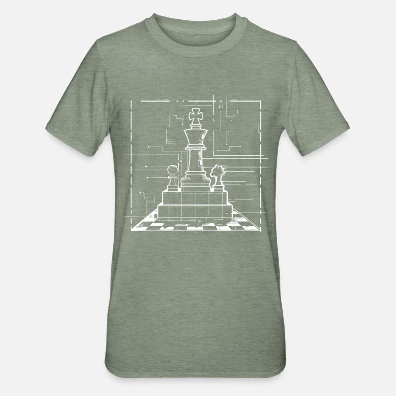 Dessin de pièces d’échecs - T-shirt polycoton Unisexe - vert kaki chiné